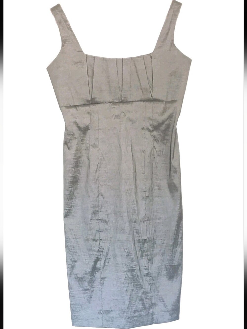 Calvin Klein Metallic Gray Pleated Cocktail Dress Stretch